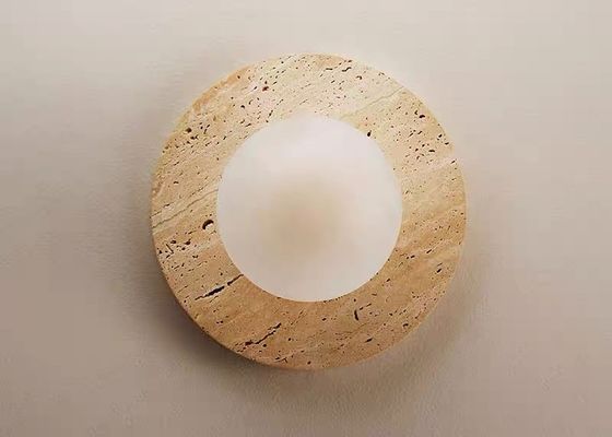 Yellow stone white marble  led round and long and plating gold wall lamp for project