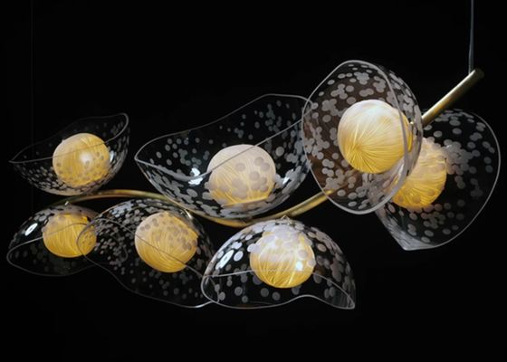 Factory Lighting Design Interiorstyle Branches Glass Chandelier Hand-Carved glass shade Chandelier