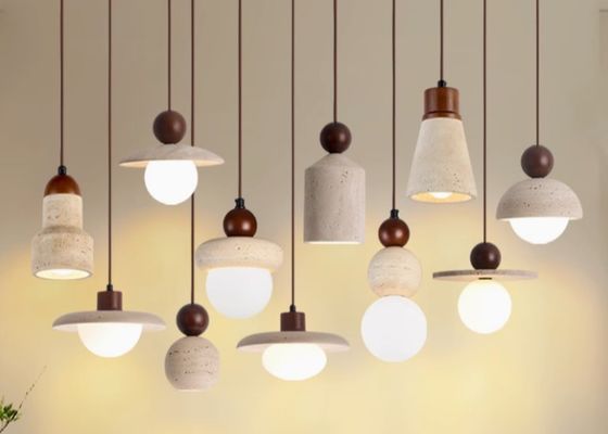 Yellow travertine wooden pendant lamp bedroom for home decorator interior stone pendant lamp