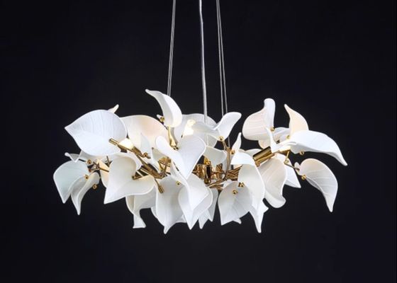 White Luxury Interior Round Ring And Big Villa Ceramic Pendant Lamp For Home