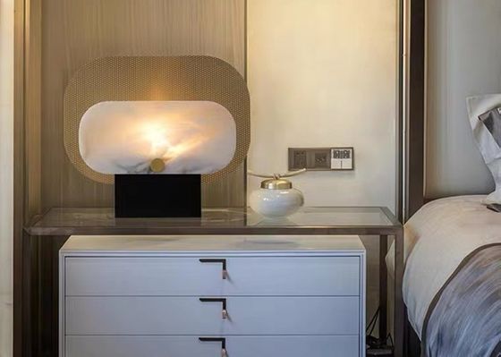 Creative Golden Office Reading Lamp Marble Shade Guzhen Led Table Lamp