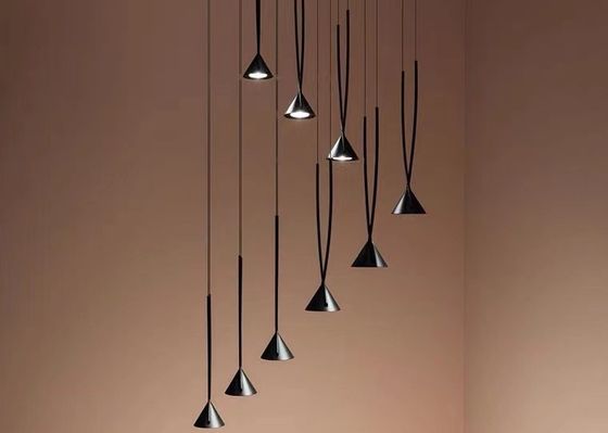 Modern Indoor Dining Room Black Chandelier Restaurant Showroom Ceiling LED Pendant Light