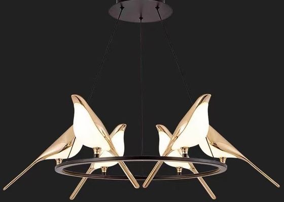 Sea Shipping Gold Round Bird Mounted LED Chandelier