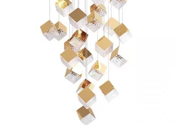 Zhongshan Supplier Big Gold and Silver Square Shade Interior Living Room Decorative Lighting Chandelier