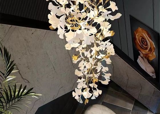 Restaurant Projects Large Custom Made Lamp White Ceramic Flower Pendant Light Leaf Chandelier