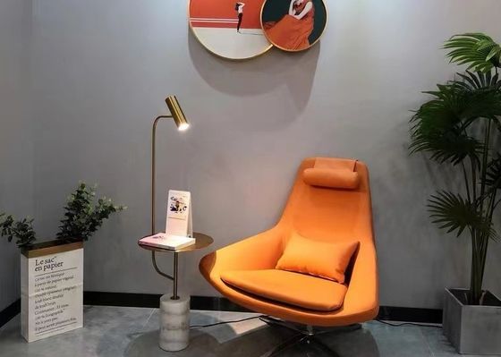 Home Decor Gold Metal With Marble Base Reading Desk  Floor Lamp For Bedroom