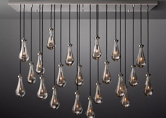 Modern Modern Brass Raindrop Rain Round Chandelier