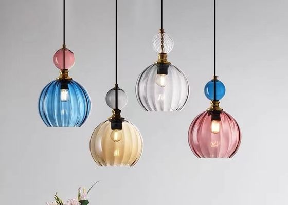 Bulb Pendant Lamp Simple Colorful Glass Lamp Holder Hanging Lamp