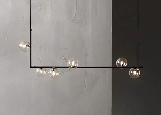 Nordic Long Modern Glass RestaurantChandelier Pendant Brass Iron Lamp