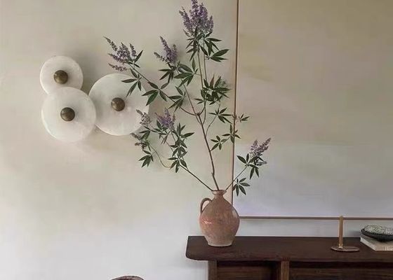 Yellow stone white marble  led round and long and plating gold wall lamp for project