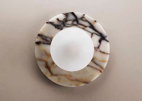 Yellow stone white marble  led round and long and plating gold wall lamp for project