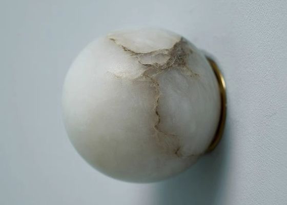 Yellow stone white marble  led round and long and plating gold wall lamp for project