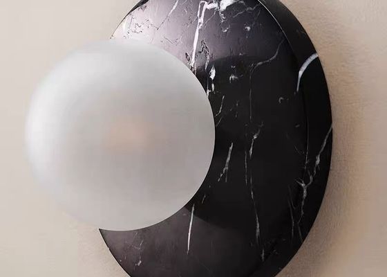 Yellow stone white marble  led round and long and plating gold wall lamp for project