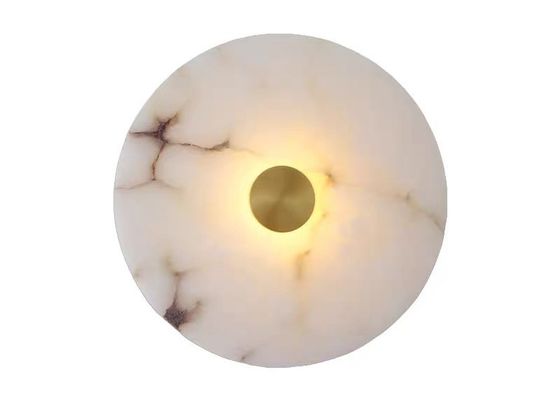 Yellow stone white marble  led round and long and plating gold wall lamp for project