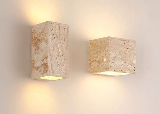 Yellow stone white marble  led round and long and plating gold wall lamp for project