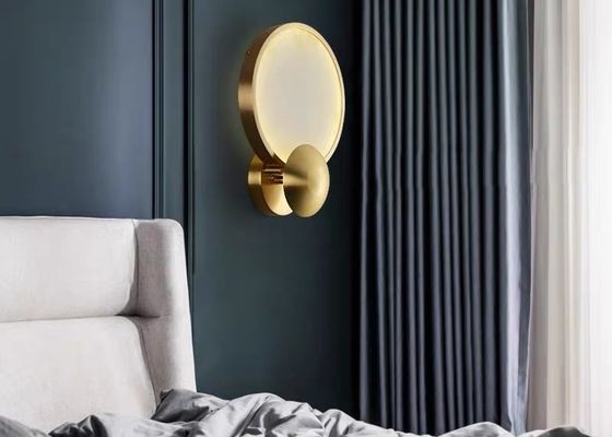 White marble  led round and long and plating gold wall lamp for hotel