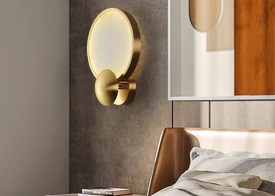 White marble  led round and long and plating gold wall lamp for hotel