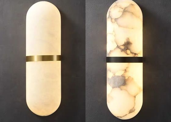White marble  led round and long and plating gold wall lamp for hotel