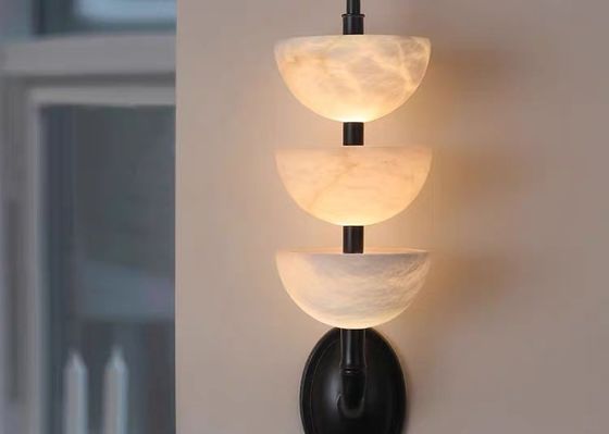 White marble  led round and long and plating gold wall lamp for hotel