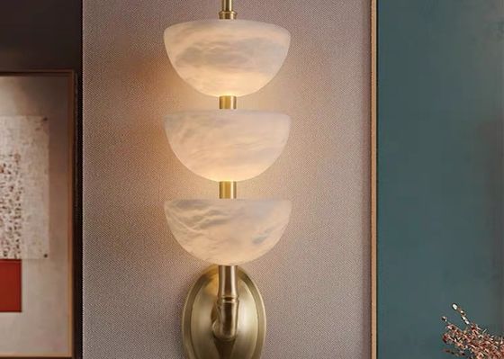 White marble  led round and long and plating gold wall lamp for hotel