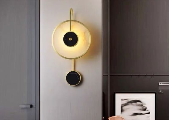 White marble  led round and long and plating gold wall lamp for hotel