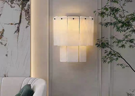 White marble  led round and long and plating gold wall lamp for hotel