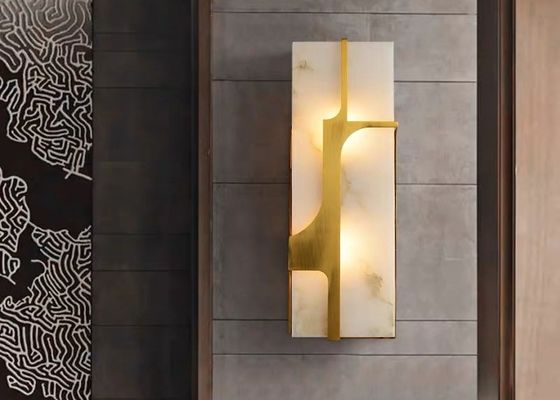 White marble  led round and long and plating gold wall lamp for hotel
