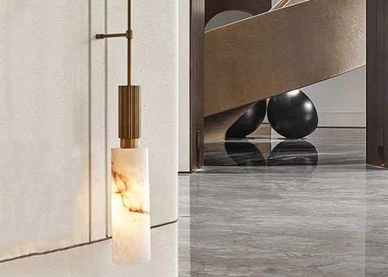 White marble  led round and long and plating gold wall lamp for hotel