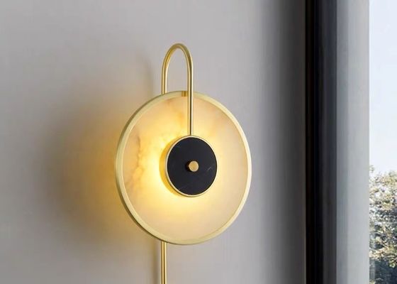 White marble  led round and long and plating gold wall lamp for hotel