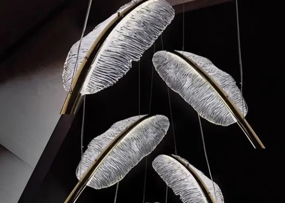 French modern minimalist luxury living room ceiling lamp high-end feather art high-end restaurant chandelier