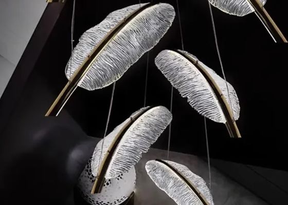 French modern minimalist luxury living room ceiling lamp high-end feather art high-end restaurant chandelier