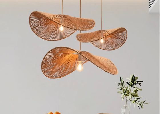 Wabi-sabi style rope chandelier simple creative bedroom living room lamp hand-woven Japanese retro homestay restaurant lamp