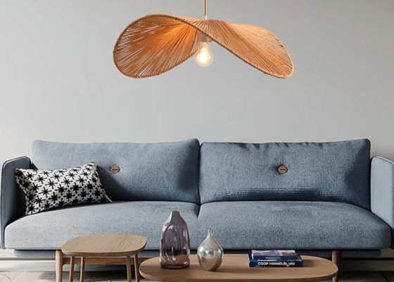 Wabi-sabi style rope chandelier simple creative bedroom living room lamp hand-woven Japanese retro homestay restaurant lamp