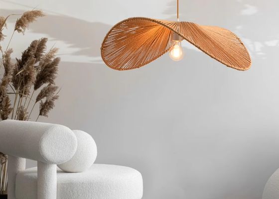 Wabi-sabi style rope chandelier simple creative bedroom living room lamp hand-woven Japanese retro homestay restaurant lamp