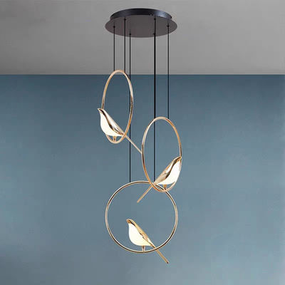 Magpie chandelier smart dimming light luxury bedroom bedside lamp balcony staircase restaurant creative bird