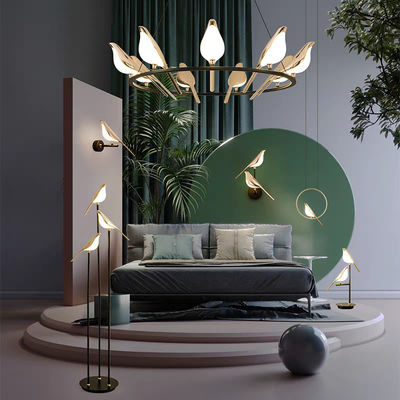 Magpie chandelier smart dimming light luxury bedroom bedside lamp balcony staircase restaurant creative bird
