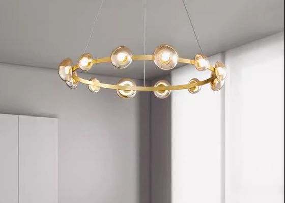 Round pendant lamp long glass lamp for homedecor unique design for home LED bulb