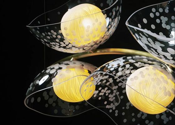 Factory Lighting Design Interiorstyle Branches Glass Chandelier Hand-Carved glass shade Chandelier