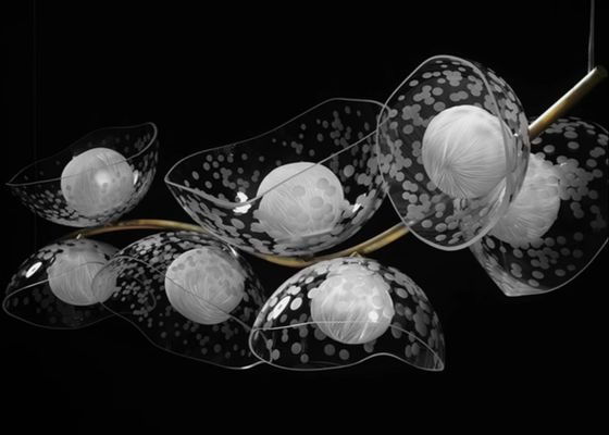 Factory Lighting Design Interiorstyle Branches Glass Chandelier Hand-Carved glass shade Chandelier