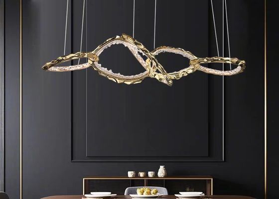 Light luxury copper ring staggered chandelier restaurant living room creative luxury decorative lamps