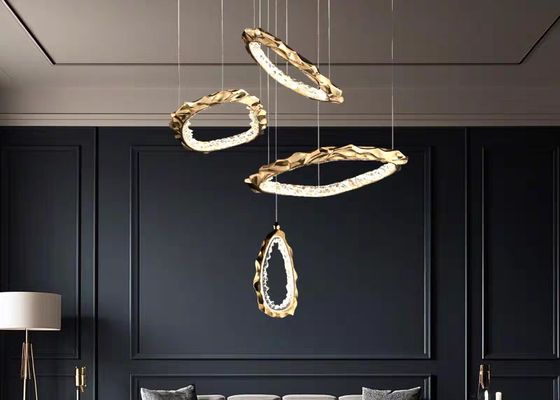 Light luxury copper ring staggered chandelier restaurant living room creative luxury decorative lamps