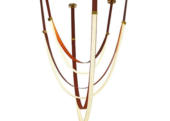 Leather chandelier led tube big light for Villa Interiordesign Pendant lamp