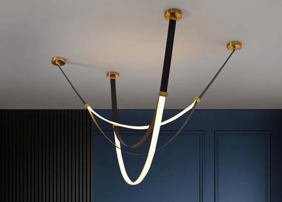 Leather chandelier led tube big light for Villa Interiordesign Pendant lamp