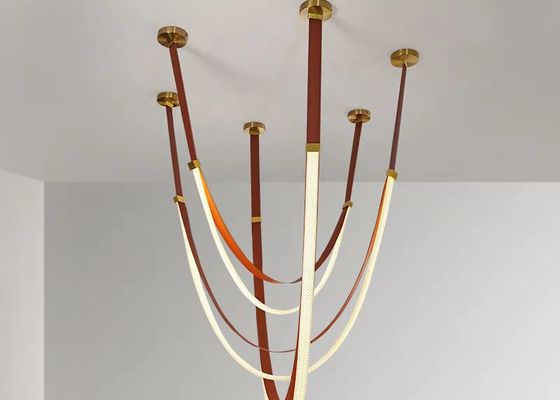 Leather chandelier led tube big light for Villa Interiordesign Pendant lamp