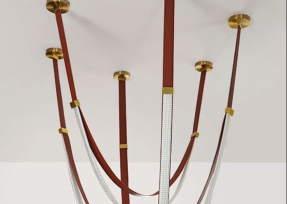 Leather chandelier led tube big light for Villa Interiordesign Pendant lamp