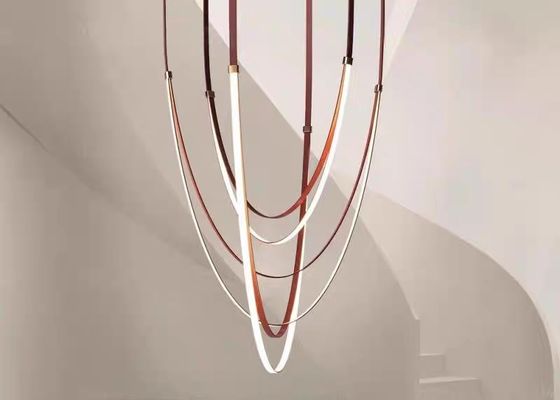 Leather chandelier led tube big light for Villa Interiordesign Pendant lamp