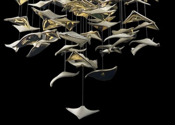 Romantic ribbon art chandelier glass twisted strip shape hotel lobby exhibition hall theater non-standard engineering chandelier