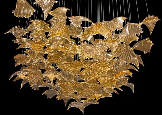 Romantic ribbon art chandelier glass twisted strip shape hotel lobby exhibition hall theater non-standard engineering chandelier