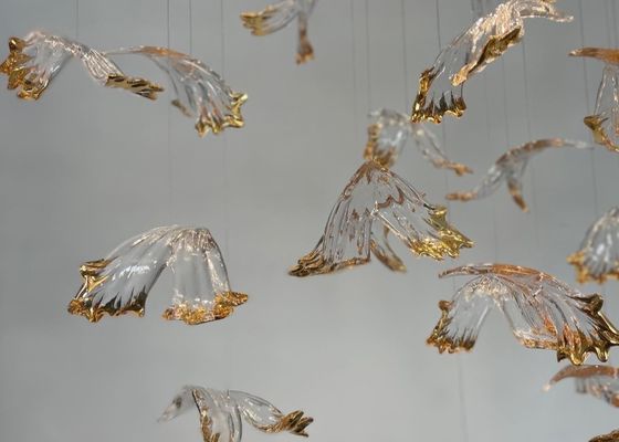 Romantic ribbon art chandelier glass twisted strip shape hotel lobby exhibition hall theater non-standard engineering chandelier