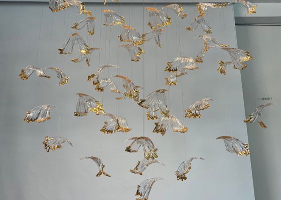 Romantic ribbon art chandelier glass twisted strip shape hotel lobby exhibition hall theater non-standard engineering chandelier